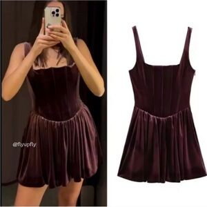 Rare! Zara Corset Velvet Mini Dress  Size XS